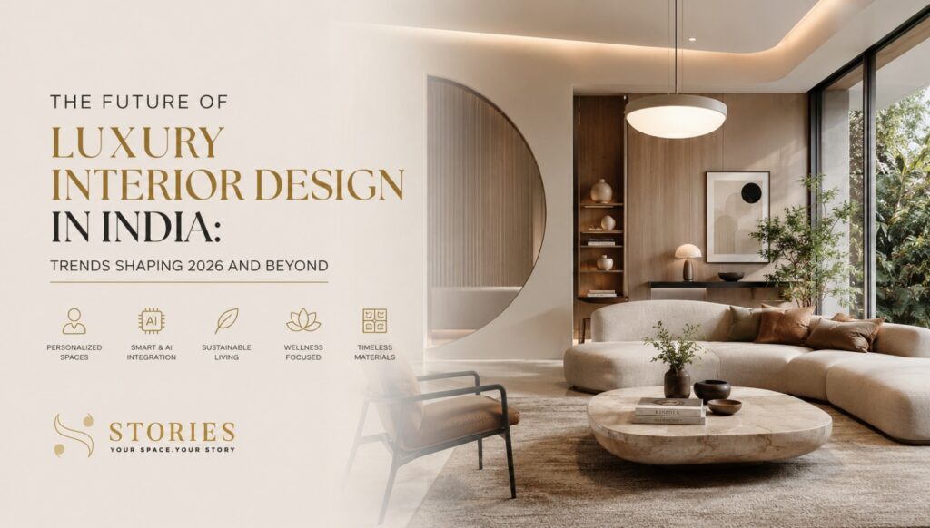 luxury interior design in India featuring personalized living space with natural textures and smart lighting